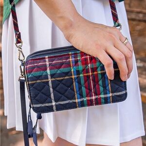Vera Bradley RFID All in One Vintage Crossbody Purse Bag Wallet - Tartan Plaid